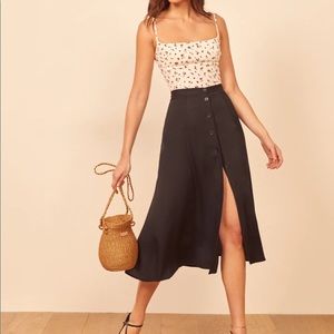 NWT Reformation black hermosa midi skirt